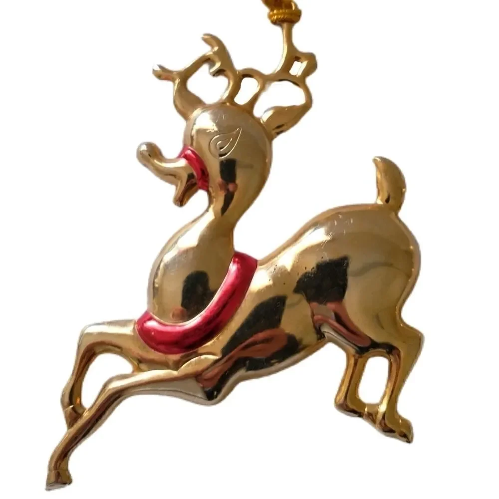 2 Vtg Gloria‎ Duchin Ornaments Classics Collection Reindeer Teddy Bear Gold Tone